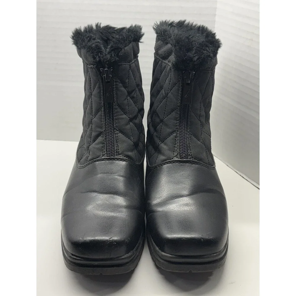 London‎ Fog Weatherproof Women's Sz 6M Erica Black Winter Snow Boots W/Faux Fur